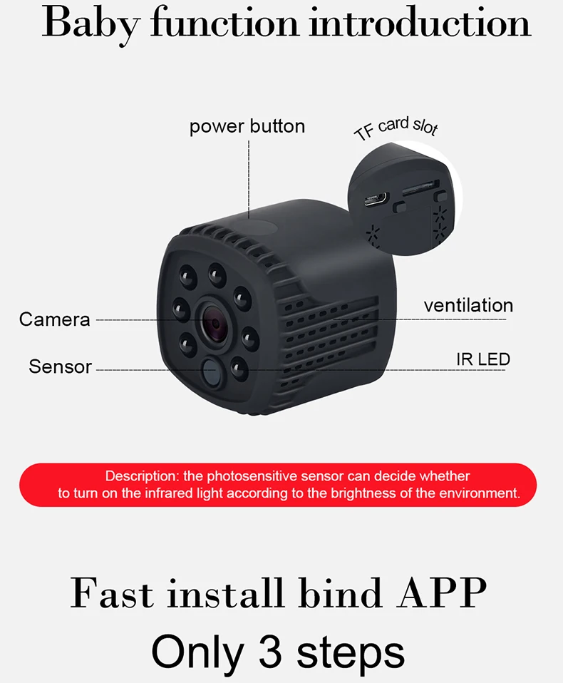 1080P HD мини портативный ночного видения wifi дистанционно монитор ip-камера светодиодный не светит приложение p2p микро SD Карта встроенный аккумулятор