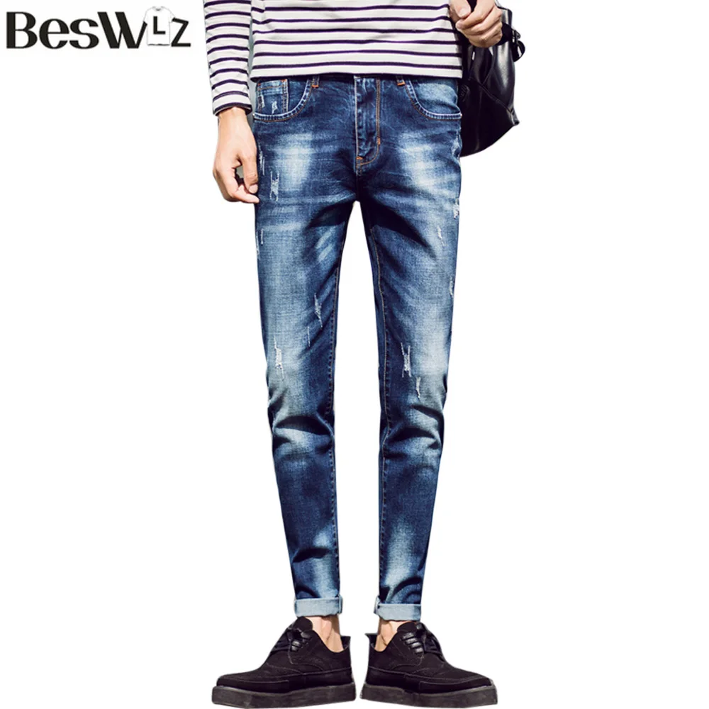 

Beswlz Men Pencil Pants Skinny Jeans Casual Vintage-style Fashion Tight Denim Jeans Men Slim Famous Brand Male Jeans 727