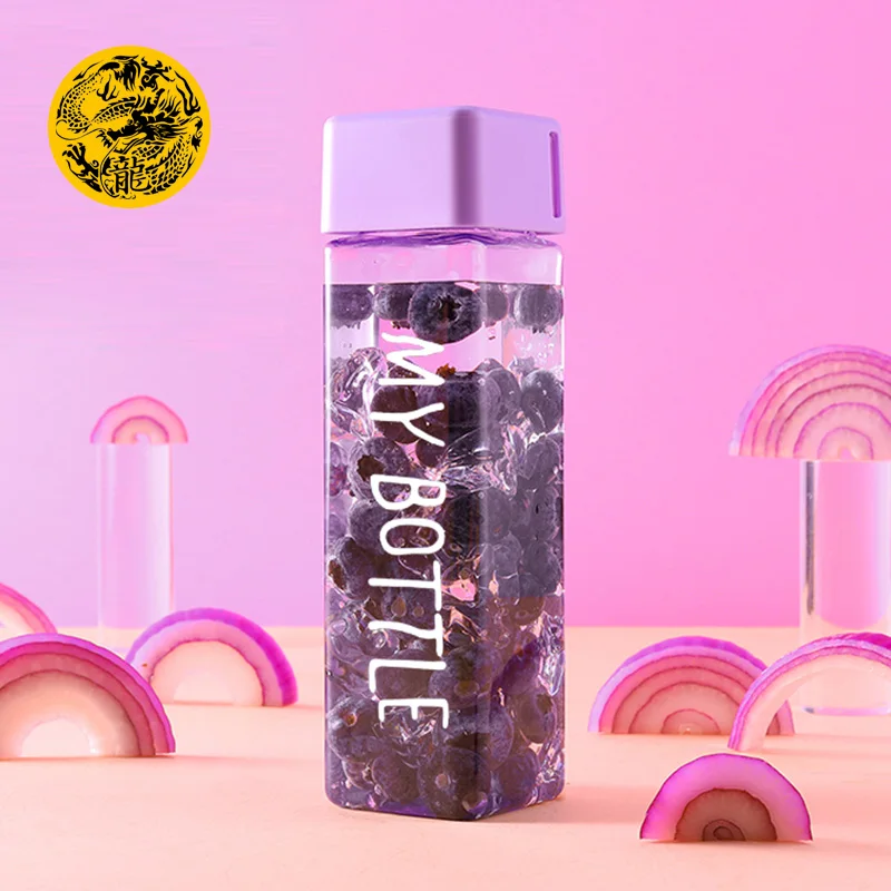Новая квадратная пластиковая бутылка для воды My bottle 500 мл со шнурком прозрачная