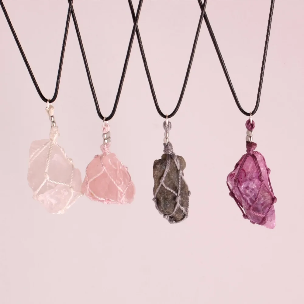 

Druzy 1PC Natural Quartz Crystal Raw Stone Chakra Point Healing Fish Netted Dreamcatcher Indians amulets Pendant Necklace