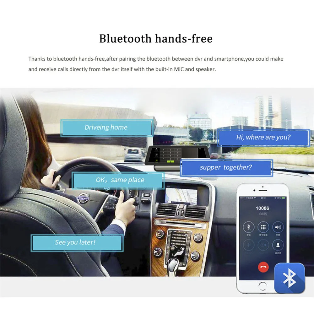 HGDO 3G 4G Wifi Автомобильный видеорегистратор 10 '񟞨 P камера Android 5 1 GPS навигация ADAS