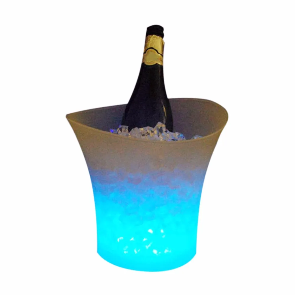 

New 5L Waterproof Plastic LED Ice Bucket Color Changing Bars Nightclubs LED Light Up Champagne Beer Bucket Bars Night Party