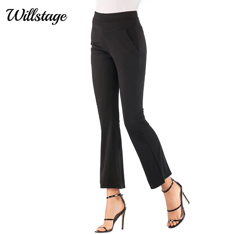 Willstage Flared trousers Women Black Long pants Formal Office ladies