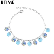 Btime Top Quality Charm 26cm Anklets Bracelet Women Mujer DIY Fine Foot Jewelry Barefoot Sandals Crystals From Swarovski
