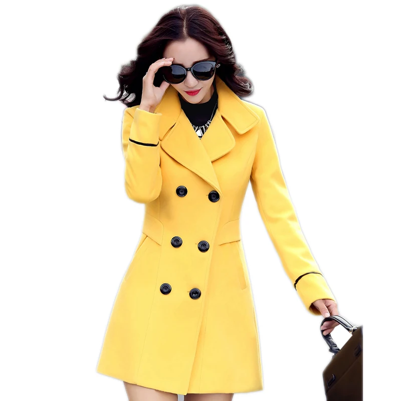 

Autumn winter wool coat women 2018 New Fashion Elegant Double Breasted coat long section Slim wool Blends coat Tops female LF637