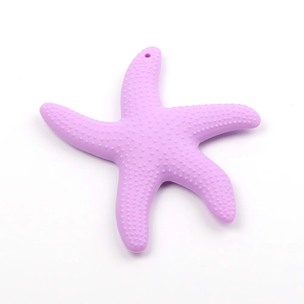 Морская звезда детский Силиконовый грызунок BPA бесплатные силиконовые бусины жевательный кулон грызун для младенцев зуб тренировочные игрушки - Цвет: Фиолетовый