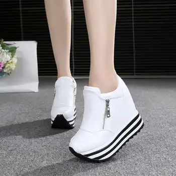 

Platform Women Shoes 8.5CM Heels Sneakers Spring PU Shoes Autumn Woman Height Increasing Tennis Shoes