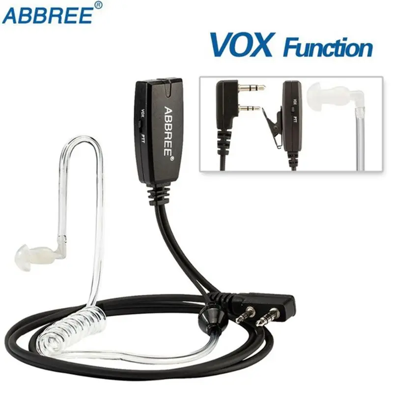Abbree VOX 2 Pin Air для акустической трубки наушников гарнитура Kenwood Baofeng UV-5R UV-82 TYT Wouxun Walkie