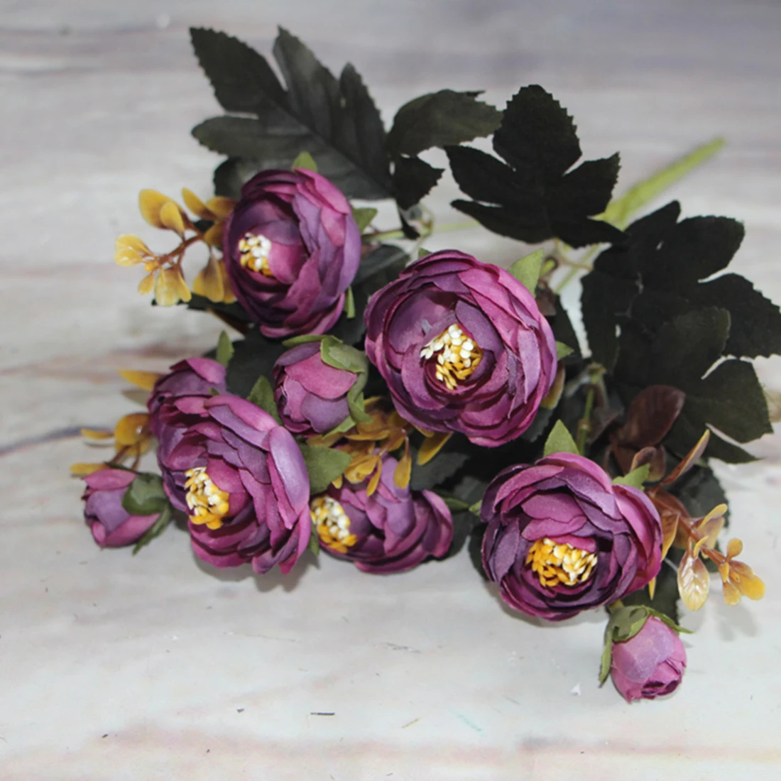 

2016 New Vivid 6 Branches Autumn Artificial Fake Peony Flower Home Room Bridal Hydrangea Decor Real Touch