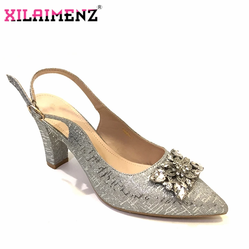 

Latest Silver Color High Heels African Pumps Summer High Quality African Sandals Heels Pumps Wedding Women Pointed Toe Shoes