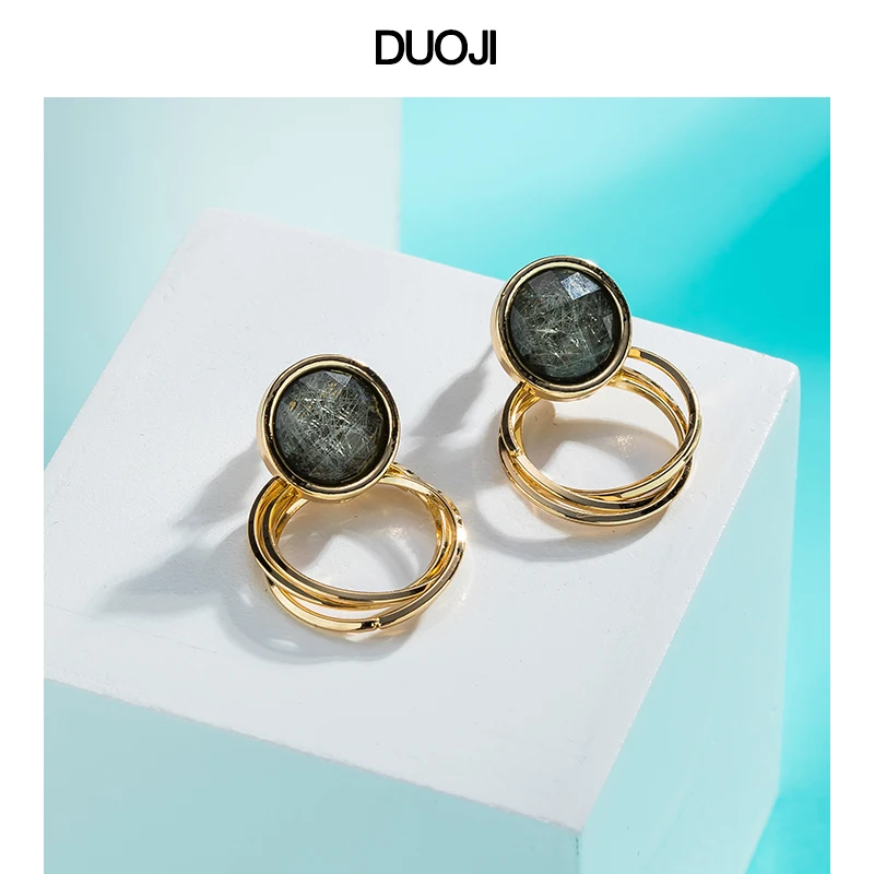 

DUOJI earrings female 2019 Korean fashion bohemian earrings round earrings retro accessories personalized gemstones
