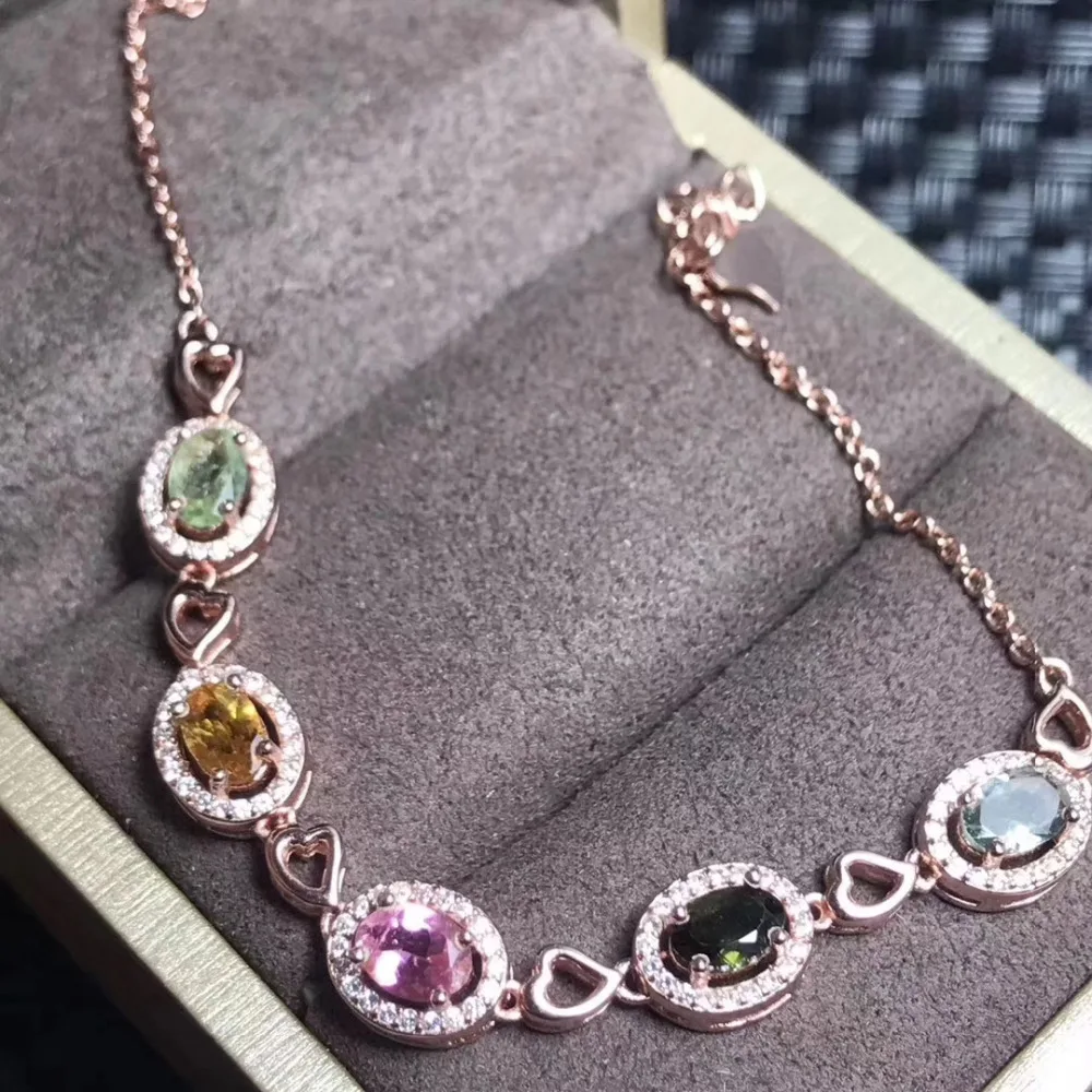 Natural Multicolor Tourmaline Gem Bracelet Gemstone Natural Multicolor Tourmaline Gem