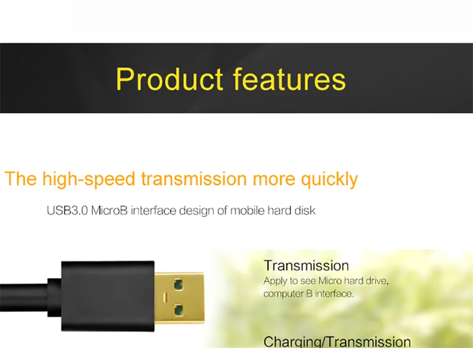 QGEEM 1M USB 3.0 Type A to Micro B Extension Cable For External Hard Drive Disk HDD Samsung S5 Note3 USB HDD Data Cable          (9)