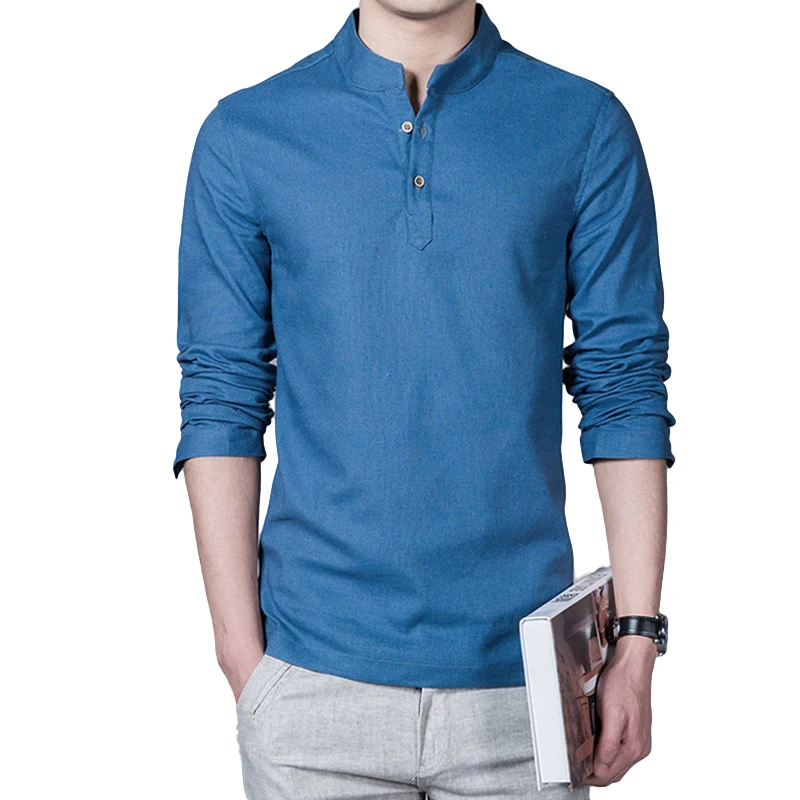 Новая весенне-летняя Модная брендовая приталенная Мужская рубашка Мужской пуловер с длинными рукавами рубашка мужская однотонная