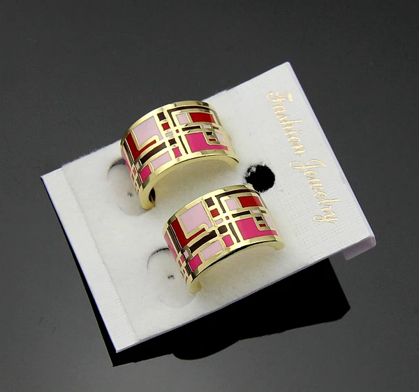 Роскошные керамические эмалированные серьги-гвоздики золотого цвета, свадебные ювелирные изделия, модные геометрические Макси серьги для женщин, женские рождественские серьги