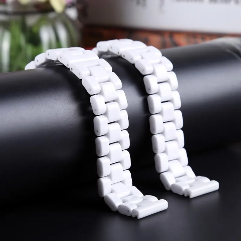 

14mm 16mm 18mm ремешок для часов White Ceramic Watchband Watchstrap Wristband Bracelet with Stainless Steel Buckle for Women Men
