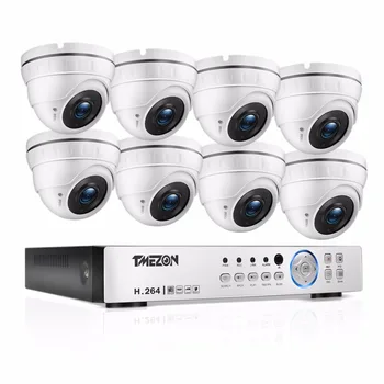 

Tmezon HD 8CH 1080P DVR 8Pcs 1200TVL 720P Dome Camera Home Security Surveillance System P2P Remote View By Phone 1TB 2TB Kit