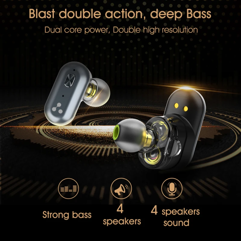 SYLLABLE S101 TWS Bluetooth Earphones with QCC3020 chip Earbuds Strong bass Waterproof sport Headset 500mAh S101 Volume control