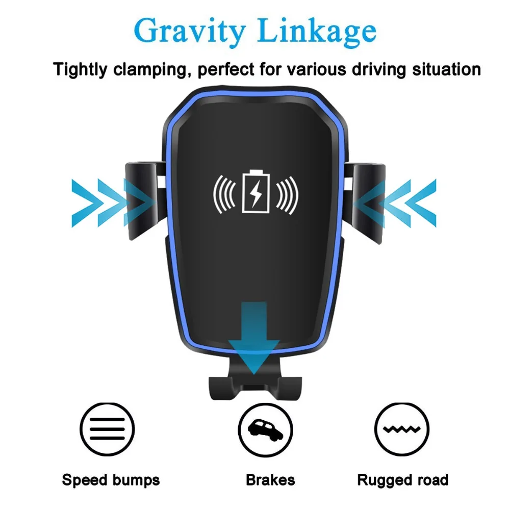 FDGAO QI Беспроводное Автомобильное зарядное устройство 10 Вт быстрая зарядка автомобильное крепление гравитационный держатель телефона на вентиляции для iPhone X 8 XS Max XR samsung S9 S8