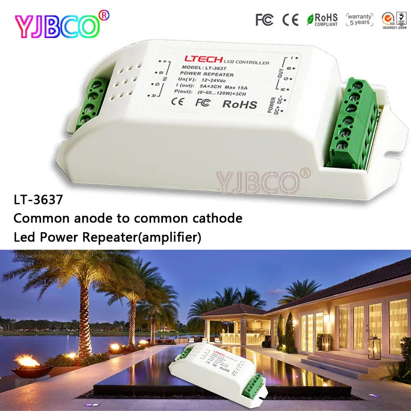 

led amplifier DC12V-24V LT-3637 Common anode to common cathode Led Power Repeater controller for rgb led module