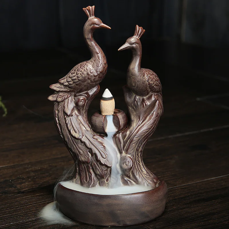 

2019 Incenso Humidifier Censer Aroma Stove Ceramics Handicraft Archaize Ceramic Reversal Smoke Smoked Incense Burner Phoenix