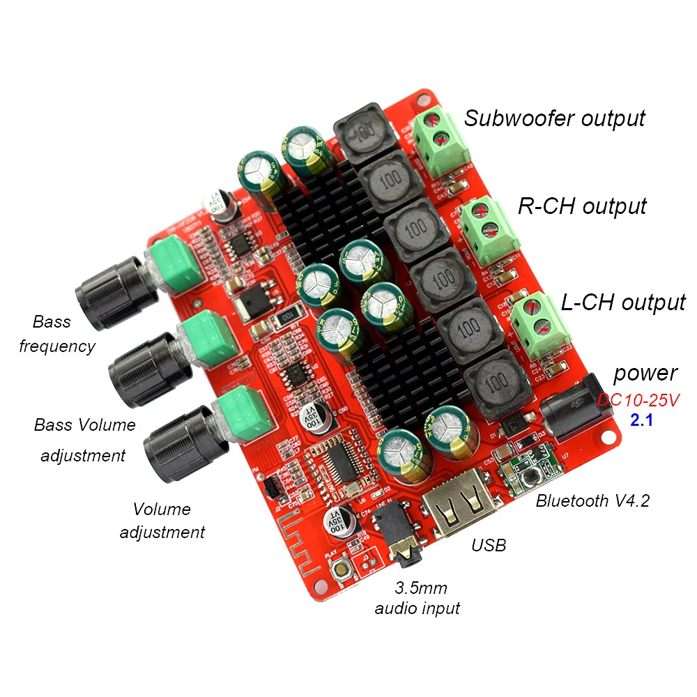 TPA3116 2,1 2x50 Вт+ 100 4,2 Bluetooth цифровой сабвуфер FM USB усилитель мощности платы Hi-Fi+ пульт дистанционного управления T0694