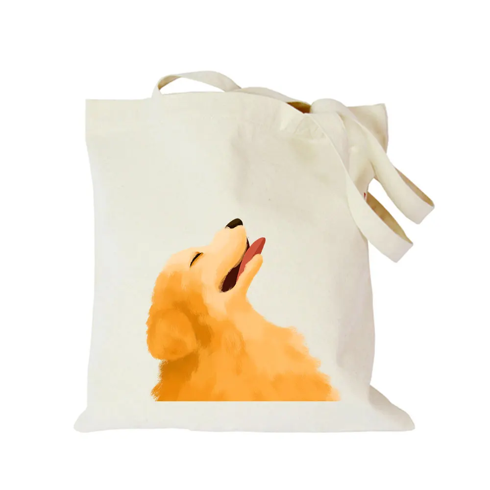 2019 Pet dog series canvas bag customized eco custom tote bag custom made shopping bags with logo  Dachshund Shepherd Dog Poodle (3)