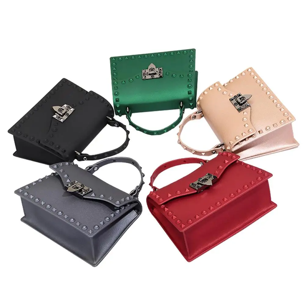

Korean Women Messenger Bags Simple PVC Transparent Jelly Bag Summer Girl Beach Bag Fashion Rivet Chains Shoulder Crossbody Bags