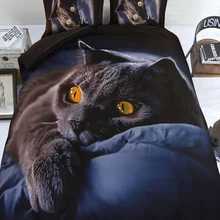 Sisher – housse de couette imprimée en 3D pour adulte, ensemble de literie, motif Animal, chat, taille King, lit simple, Double, drap plat, 4 pièces