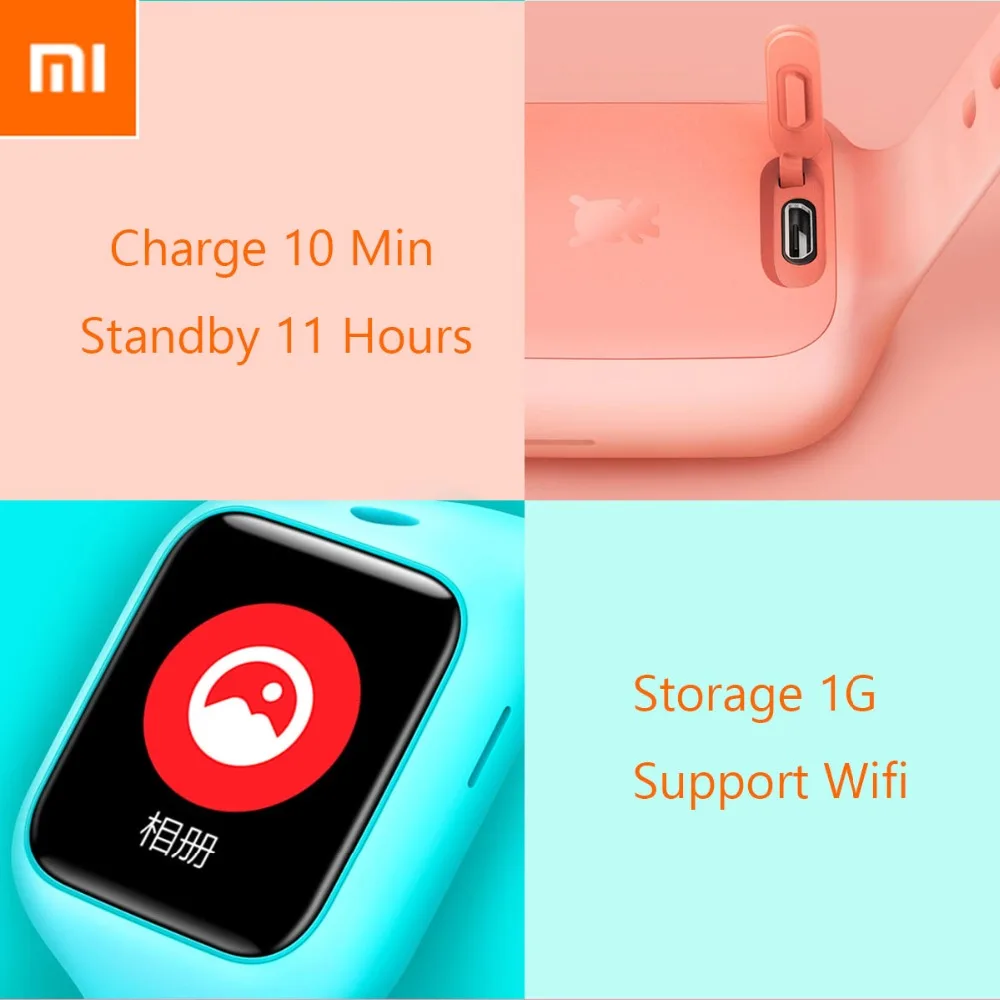 Original 1.4Inch 4G Xiaomi Kid Watch Sim GPS with Camera Tracker Phone Call Mobile IPX7 Watch With 1G Storage Camera Smart Watch