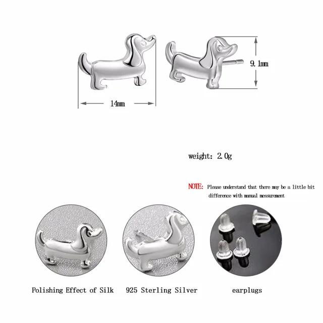 boucle oreille animaux pour femmes, bijoux mignons, imprimé patte d'animal, petit chien en saucisse, teckel, en forme de cœur – Image 4
