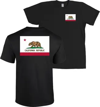 

2019 Short Sleeve T-Shirt Newest Fashion Hot Summer SaleCalifornia State Flag Front & Back Print Shirt Cali Republic CA NEW WITH