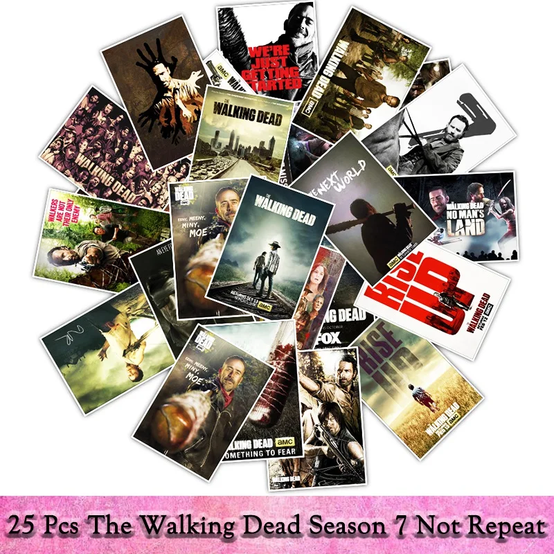 

25Pcs/a lot The Walking Dead Season 7 Stickers for Luggage Motorcycle Bicycle Helmet Laptop Skateboard For Kids Toys