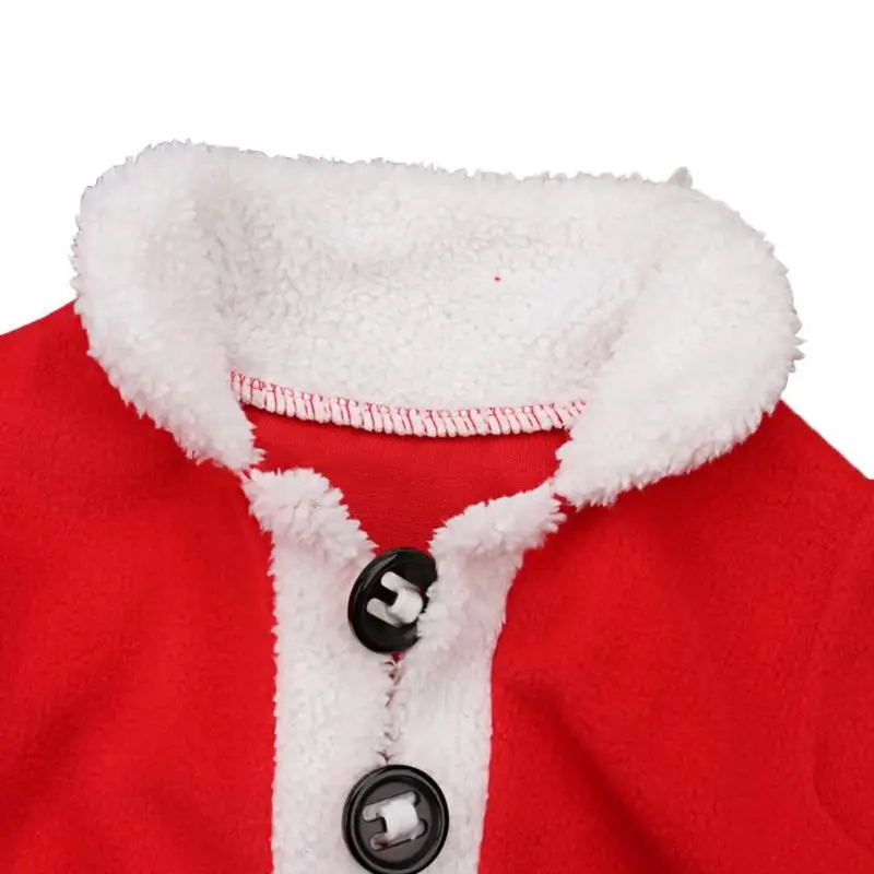 4 шт./компл. одежда на Рождество для малышей Комплект для малышей милые Косплэй костюм мягкое теплое пальто, штаны, шапка, носки для мальчиков и девочек Санта Клаус наряды