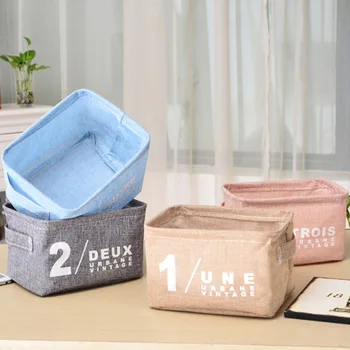 

4 Color Waterproof Cotton Linen Toy Clothes Storage Basket Bra Necktie Socks Desktop Organizer Cosmetic Phone Charger Storage
