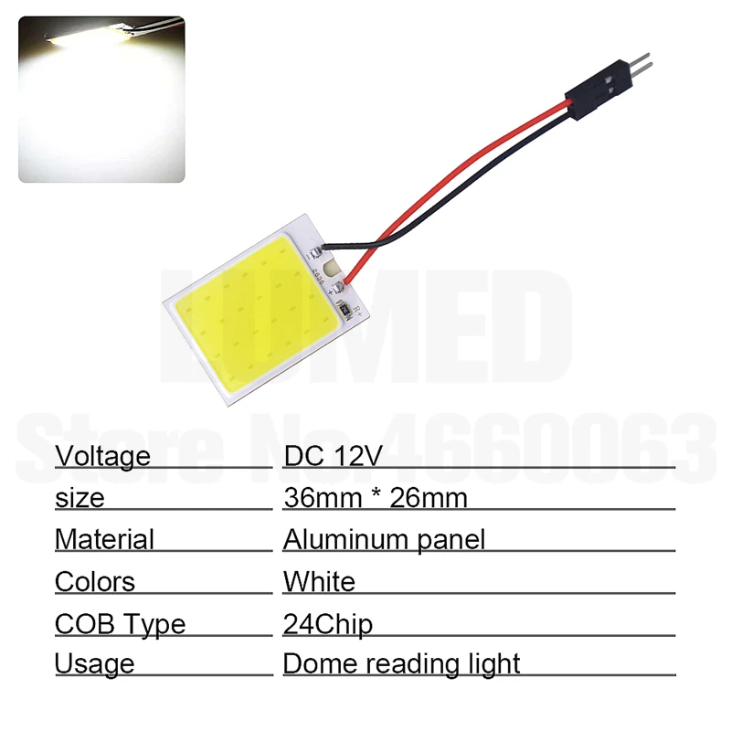 100Set T10 LED W5W C5W LED Car lights Auto 18 24 36 48 Chips Auto Interior Dome Reading Lamp Festoon 2Adapter