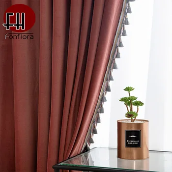 

Nordic Luxury Blackout Curtains For Bedroom Thick Velvet Curtains For Living Room Baroque Red Window Curtains With Tassel Drapes