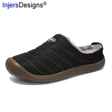 Горячая Распродажа, Зимняя мужская обувь, плюшевые мужские тапочки, домашние теплые меховые утолщенные тапочки с хлопковой подкладкой, домашняя обувь на плоской подошве, мужская обувь, большие размеры 37-48