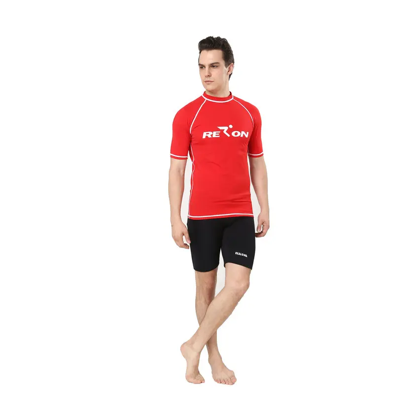 Short Sleeves Rash guards Men's Swim Shirt Surfing Top Vest Surfing Rashguards Swim Clothes Beach Wear (2)