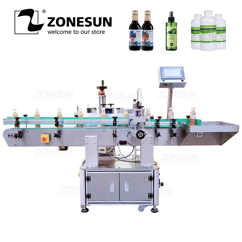 

ZONESUN XL-T822 Automatic Round Surface Labeling Machine Label Applicator Food Paint Can Bottle Vertical Rolling Sticker Labeler