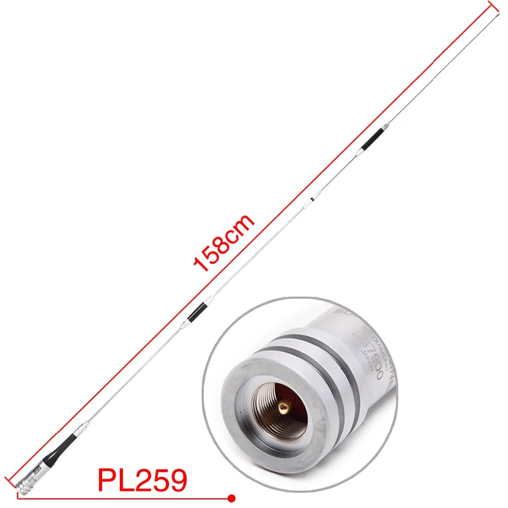 Diamond SG-7900 УКВ двухдиапазонный 5.0dB (144 мГц) 7.6dB (430 мГц) Нержавеющая сталь 144/430 мГц SG7900 антенна для автомобиля мобильное радио CB