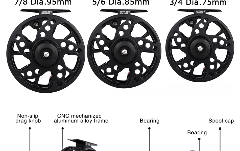 Goture SPARK Fly Рыболовная катушка 5/6 7/8 2+ 1BB легкая Летающая катушка с ЧПУ-Обработанный Алюминий Макс сопротивление 8 кг влево/вправо взаимозаменяемые