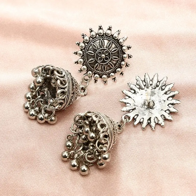 Женские этнические серьги подвески chandbai Kundan Jhumka Jhumki золотого и серебряного цвета
