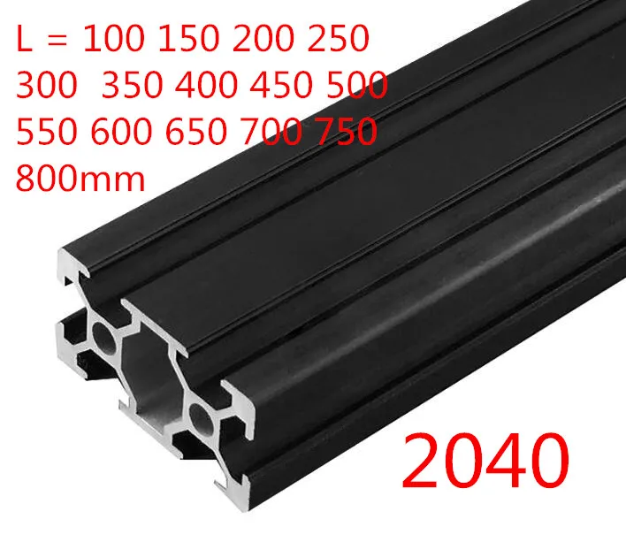 1PC BLACK 2040 European Standard Anodized Aluminum Profile Extrusion 100-800mm Length Linear Rail for CNC 3D Printer afbeelding