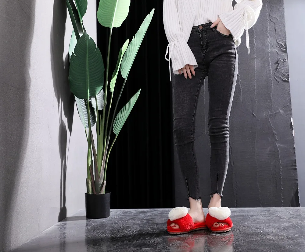 2018 Autumn And Winter New Flowers Fur Slippers Female Home Couple Indoor Slippers Women Slippers Sapato Feminino M8G103 (3)