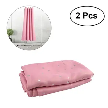 

2 Pcs Stars Printed Curtains Drapers Room Darkening Thermal Insulated Grommet Top (Pink)