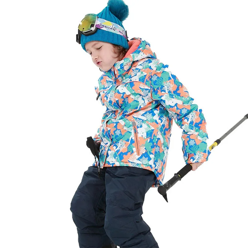 Boys Girls Children's Snow Ski Suits Outdoor Wear Hooded Jackets+Bandage Pants Kids Winter Warm Snowboard Ski Wear Costume