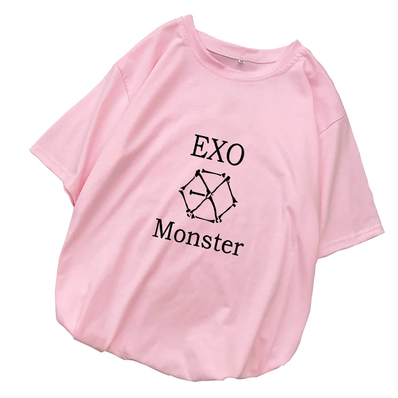 Женская хлопковая Футболка EXO Kpop свободная повседневная футболка с коротким