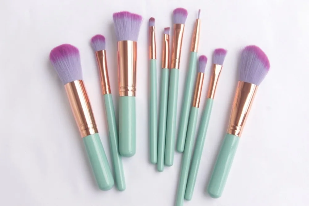 Mini 10pcs Makeup Brushes Set, Foundation Powder Eyeshadow Blusher