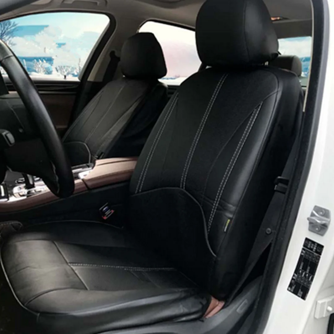 9pcs/set Full Set Front Rear PU Leather Car Seat Cover Cushion Mat Protector Black